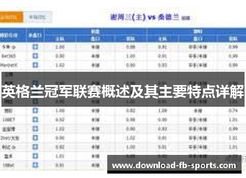英格兰冠军联赛概述及其主要特点详解 英格兰冠军联赛概述及其主要特点详解