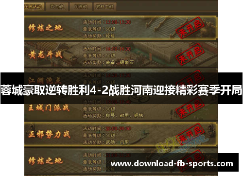 蓉城豪取逆转胜利4-2战胜河南迎接精彩赛季开局